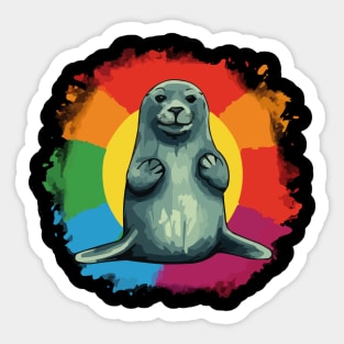 Seal Retro Vintage Sunset Rainbow Sticker